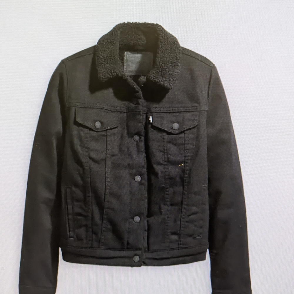 Levi's Black Jean Jacket with Sherpa Collar